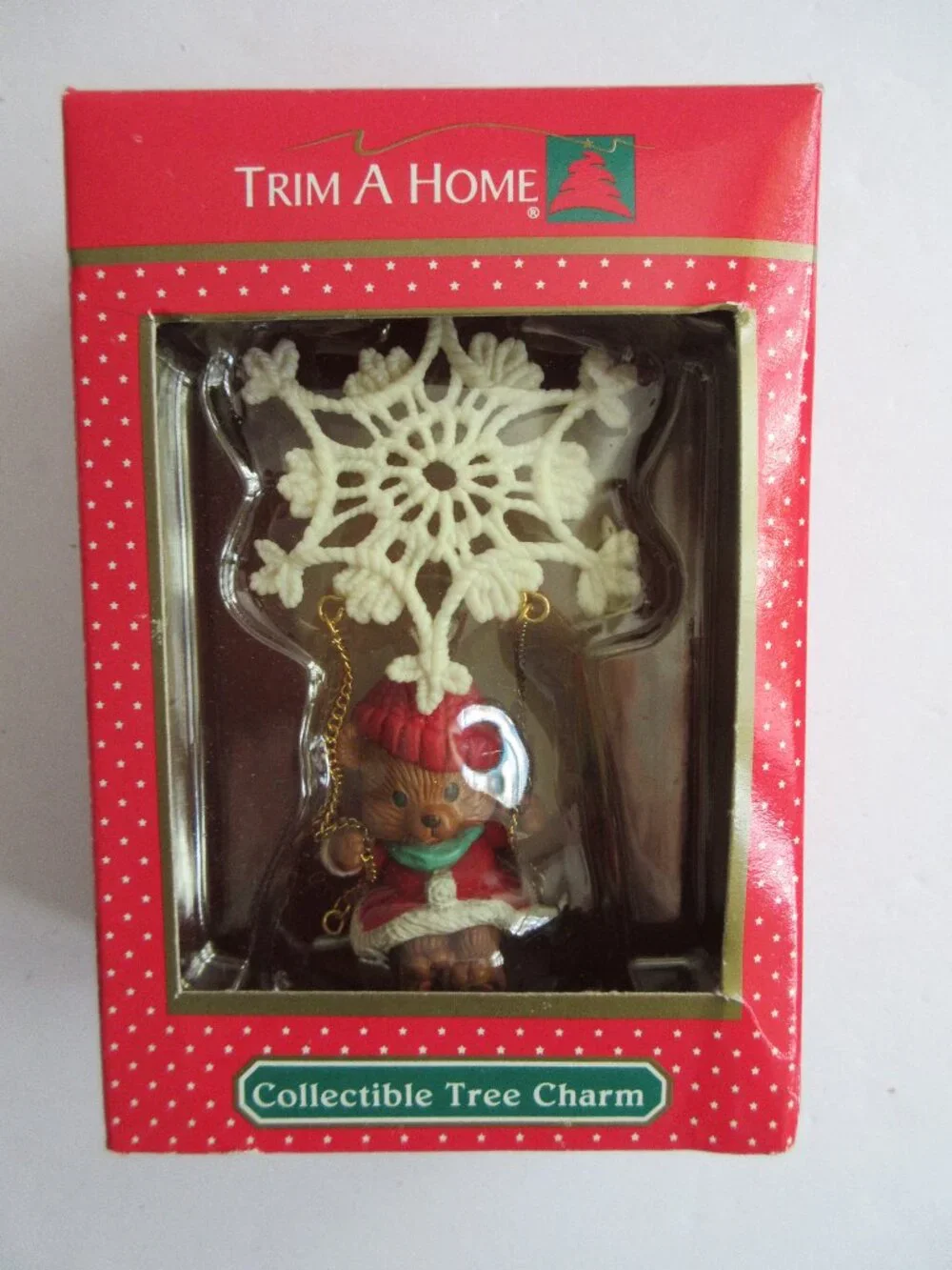 Trim A Home Christmas Tree Ornament Santa Bear on Snowflake Swing Kmart 1992